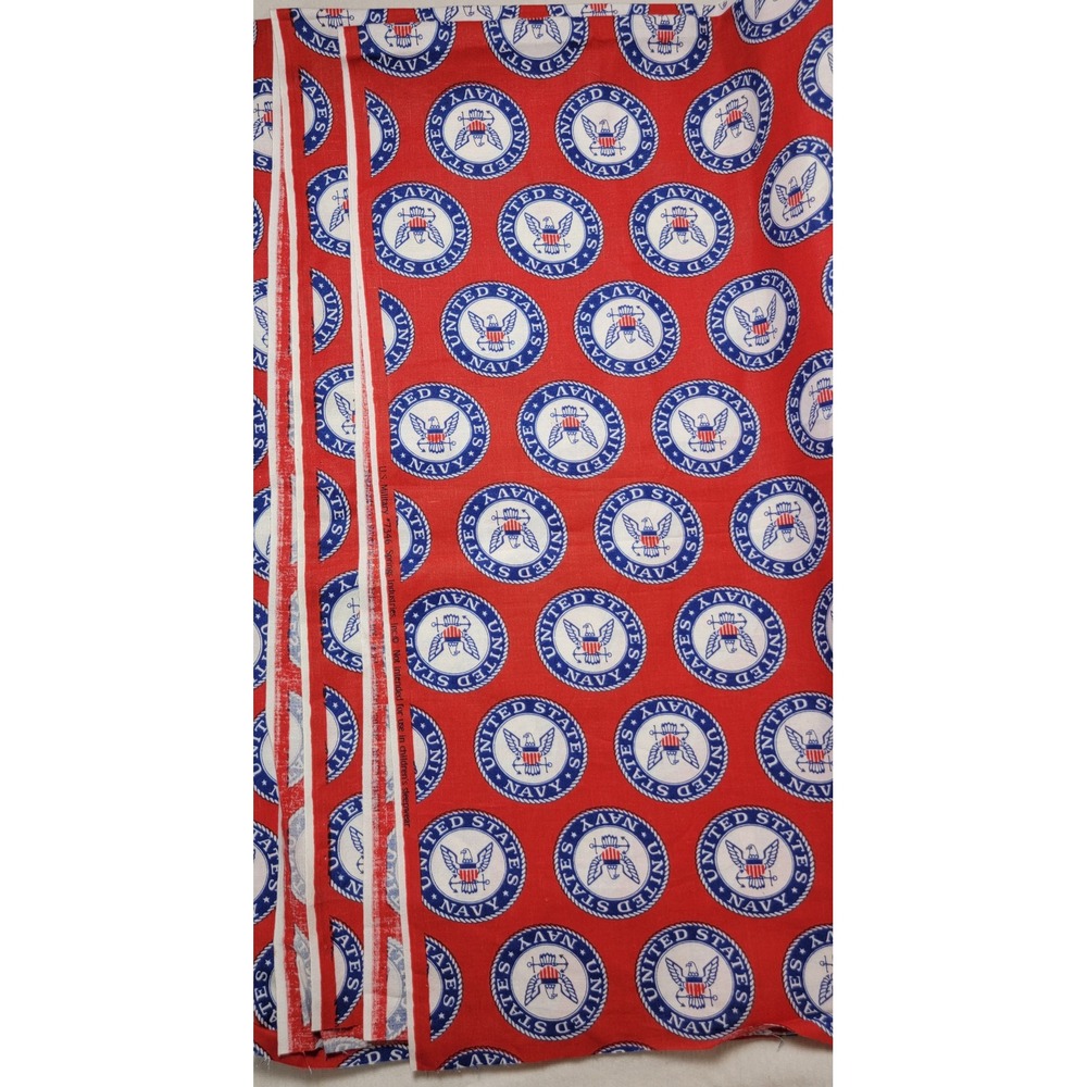 Springs Industries US Navy Military Logo Red Cotton Fabric 44" x 1 yard